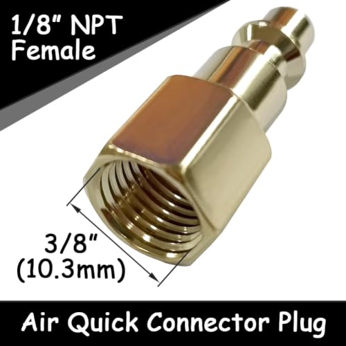 Uenede 1/8 Inch NPT Female Industrial Air Hose Quick Connect Plug, 6PCS - size: 1/8"NPT Female