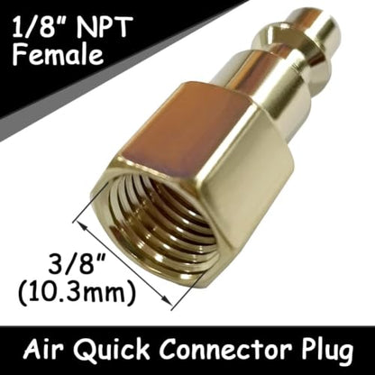 Uenede 1/8 Inch NPT Female Industrial Air Hose Quick Connect Plug, 6PCS - size: 1/8"NPT Female