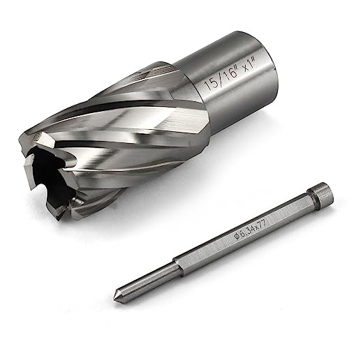 Annular Cutter JESTUOUS 15/16 Inch Cut Dia 3/4 Weldon Shank 1 Cut Depth