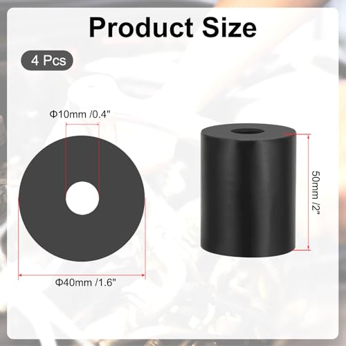 PATIKIL Multi Purpose Rubber Spacer, 4 Pcs 10mm ID x 40 OD x 50mm T Neoprene Round Anti-Vibration Isolation Pads Isolator Rubber Bushings Spacer Washer for HVAC Bolts Car Accessories