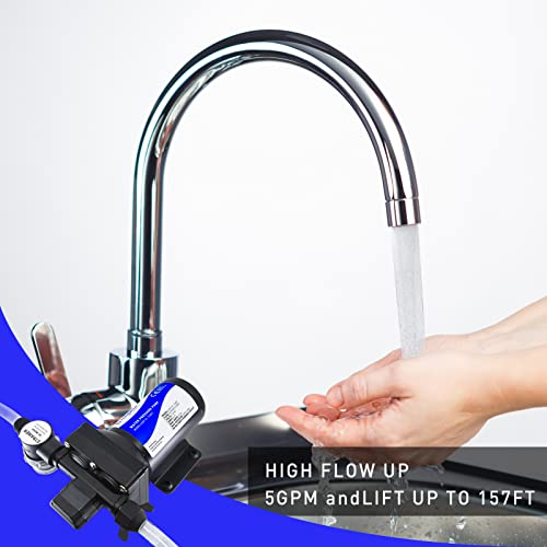 Tdrsuper Water Pressure Booster Pump, 12V DC Water Diaphragm Pump, 5GPM 70PSI with Power Plug, Self Priming RV Water Pump for Home Kitchen Bathroom RV Marine Yacht Garden Hose - style: 12V 5GPM 70PSI