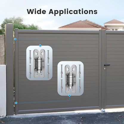 Eatra Large, Heavy Duty Gate Hinges with Sealed Bearings and 8 Screws, Adjustable Yoke Pivot, Suitable for Large Driveway Gates Up to 1100 Pounds, Two Pack, Carbon Black (2pcs Silver) - color: 180 Gate Hinge 2pcs silver