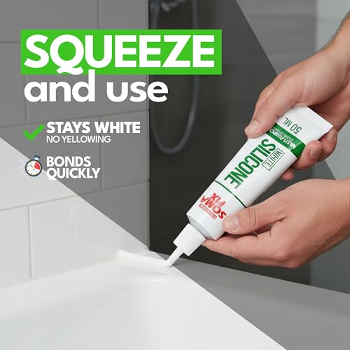 White Silicone Caulk (No Gun Needed) Flexible & Waterproof Caulking Tube - color: White