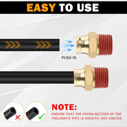 3PCS Brass DOT Air Brake 1/4" Tubex 1/4" NPT Quick Push Fittings - size: 1/4" OD x 1/4" NPT, style: Quick Push Straight-3PCS