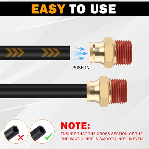 5PCS Brass DOT 1/2" Tube x 1/4" NPT Quick Push in Union Fittings - size: 1/2" OD x 1/4" NPT, style: Quick Push Straight-5PCS