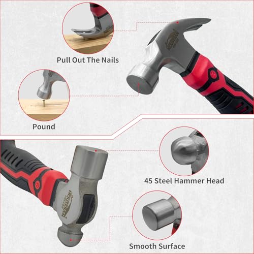4-Piece Small Hammer Set Stubby Mini Mechanics Hammer Tool - color: 4-piece Set of Ball Peen, Claw, Sledge, and Cross Peen Hammers