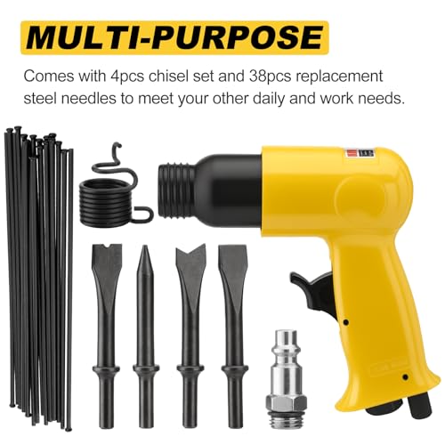 2 in 1 Air Needle Scaler, 4500 BPM High Impact Pneumatic Chisel Hammer Kit