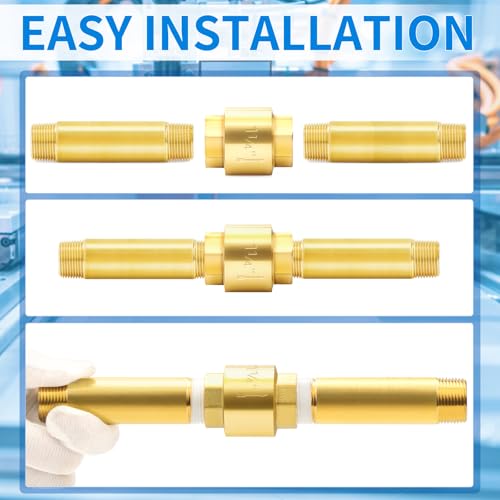 ChillWaves Brass In-Line Spring Check Valve 1-1/4" NPT Female Thread, One-Way Non-return Vertical Check Valve for Backflow Prevention(1-PACK) - size: 1-1/4" FNPT