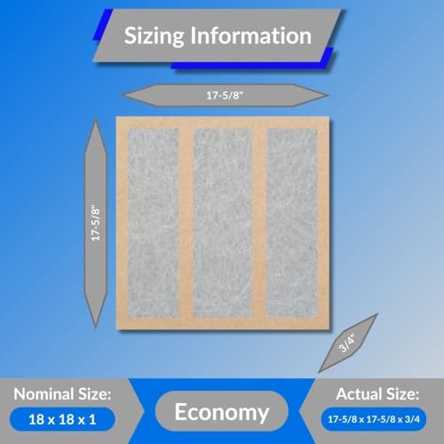 18x18x1 Fiberglass Air Filters, 6-Pack, AC & Furnace, Glasfloss - size: 18x18x1