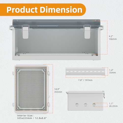 Joinfworld Clear Electrical Enclosure Box 12.8x8.8x4.2 for WiFi Router - size: 12.8x8.8x4.2 inches
