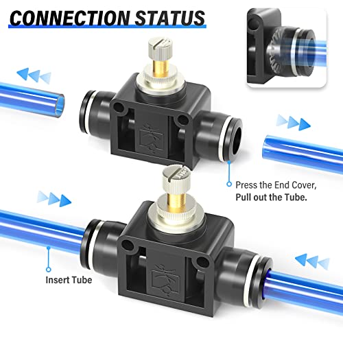 TAILONZ 4mm OD SCF-4 Air Flow Control Valve Push-to-Connect Fitting 1PCS - size: 4mm/Black/1PCS
