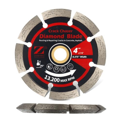 ZORUNNA 4" Diamond Crack Chaser Blade for Concrete, 3/8" Wide, 7/8" Arbor - size: 4" × 3/8" × 7/8" Bore