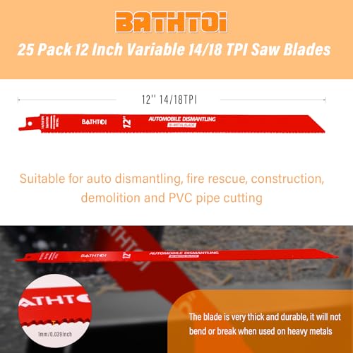 25 Pack 12 Inch 14/18 Tpi Reciprocating Saw Blades for Metal Cutting - size: 12 Inch 14/18TPI