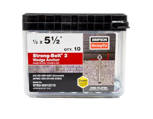 Simpson Strong-Tie STB2-50512C10 Strong-Bolt 2 — 1/2 in. x 5-1/2 in. Wedge Anchor (10-Qty)