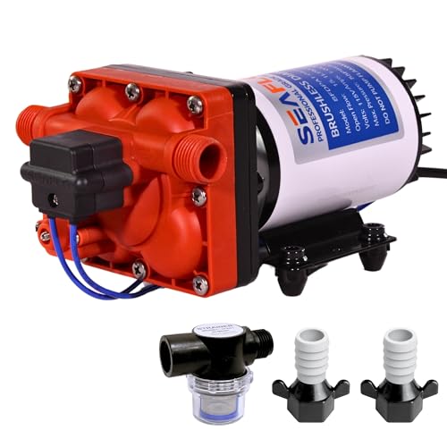 SEAFLO 42W Series Brushless Automatic Demand Diaphragm Pump – Model SFDPA1-040-055-42W, 115V, 4.0 GPM, 55 PSI | Self-Priming, Run Dry Safe, Overload Protection, 4-Year Warranty! - style: 115V - 4.0 GPM - 55 PSI