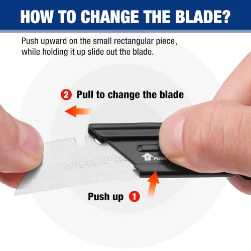 WORKPRO EDC Folding Utility Knife, Mini Box Cutter with Quick Open Axis Lock, Quick Change Blade Razor Knife, Foldable Small Pocket Knife with Belt Clip - color: Black