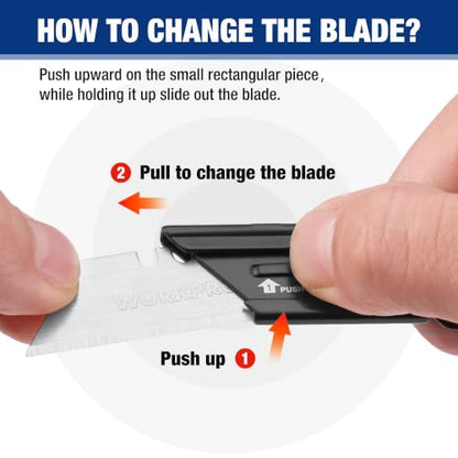 WORKPRO EDC Folding Utility Knife, Mini Box Cutter with Quick Open Axis Lock, Quick Change Blade Razor Knife, Foldable Small Pocket Knife with Belt Clip - color: Black
