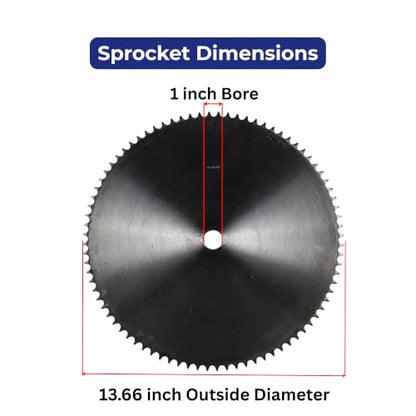 Jeremywell #40 Roller Chain Sprocket, 84 Tooth A-Plate, 1" Bore