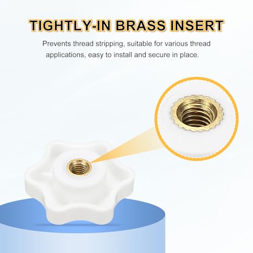 HARFINGTON Star Knob M5 Female Thread 32mm Head Brass Insert White 3pcs - color: White, size: M5 x 32mm