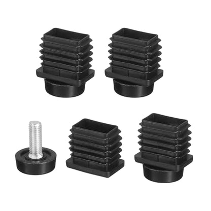 uxcell 4 Set Leveling Feet, 20x30mm Plastic Adjustable Furniture Leg Leveling Rectangle Tube Insert Screw-in Glide Levelers Fit Hole 20mm for Table Chair Furniture, Black - size: 20x30mm