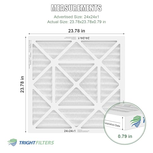 TRIGHTFILTERS 24x24x1 Air Filter 6 Pack, Durable MERV 8 Pleated Home HVAC AC Furnace Filters, Lightweight Compact Air Conditioner Filter Replacement - size: 24x24x1-6pack