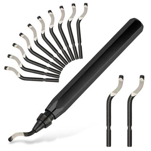 Deburring Tool with 12 HSS Blades for Metal Resin PVC 3D Print - color: Black