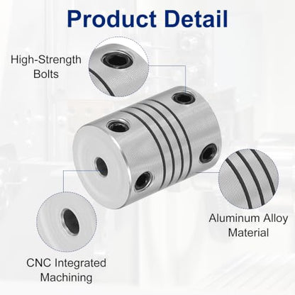 Flexible Shaft Coupling(3mm|4mm): 4 Pcs Silver Aluminum Alloy - color: Silver, size: 3mm x 4mm (15mm OD, 25mm L)
