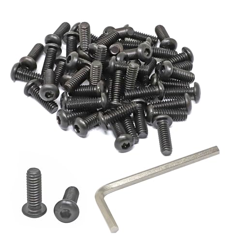 iexcell 50 Pcs 1/4-20 x 3/4" Alloy Steel 10.9 Grade Hex Socket Button Head Cap Screws Bolts Kit, Black Oxide Finish - size: 1/4-20 x 3/4"