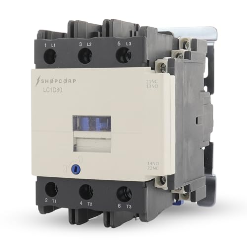 3 pole contactor 220-230VAC Coil 80 Amp Normally Open IEC 660V Switch, Auxiliary 1NO/1NC, Lighting AC Contactor with Mounting Base for DIN Rail - 1 Pack - style: 80A 220V - 1 Pack