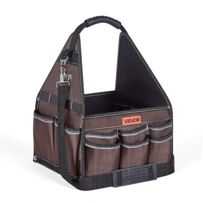 VEVOR Tool Bag, 13 Inch, 45-Pocket Open Top Tool Tote, Electrical Maintenance Toolbox Organizer Storage with Handle, Adjustable Shoulder Strap, Portable Toolbag, for Professionals DIY & Jobsite Use