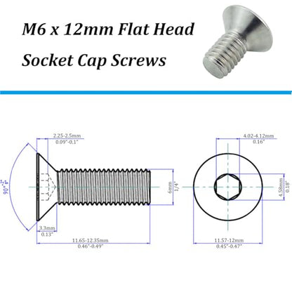 M6 x 12mm Flat Head Socket Cap Screws,Fajoeda 30Pcs M6 Countersunk Bolts 18-8 (304) Stainless Steel Hex Socket Cap Screws - size: 30PCS M6-1.0 x 12mm