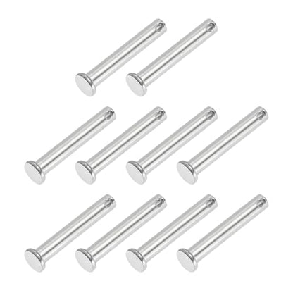 PATIKIL 8 x 50 mm Single Hole Clevis Pins, 10 Pcs 304 Stainless Steel Flat Head Pin for Hitch Pin Lock Link Hinge Systems, Silver - size: 8 x 50 x 44.3 mm