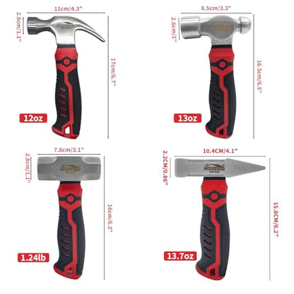 4-Piece Small Hammer Set Stubby Mini Mechanics Hammer Tool - color: 4-piece Set of Ball Peen, Claw, Sledge, and Cross Peen Hammers