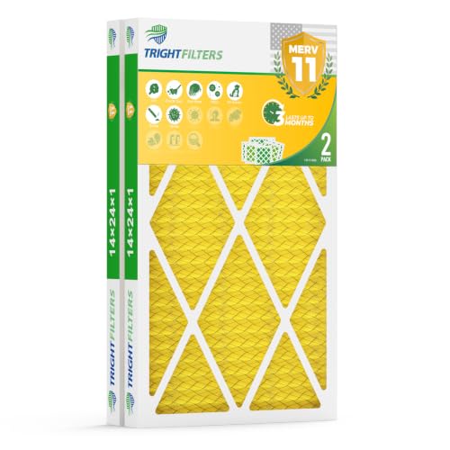 TRIGHTFILTERS 14x24x1 Air Filter MERV 11 HVAC Furnace Filter Pleated 2 Pack - size: 14x24x1