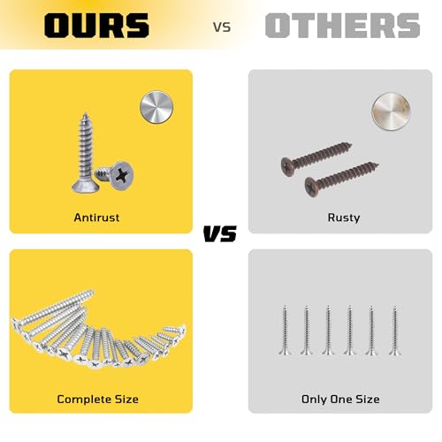 #6 x 3/4 inch Flat Head Wood Screws, 304 Stainless Steel Phillips Drywall Screws and Tapping Screws, High Hardness Screws for Drywall, Sheetrock, Wood (100 pcs) - size: #6 x 3/4"