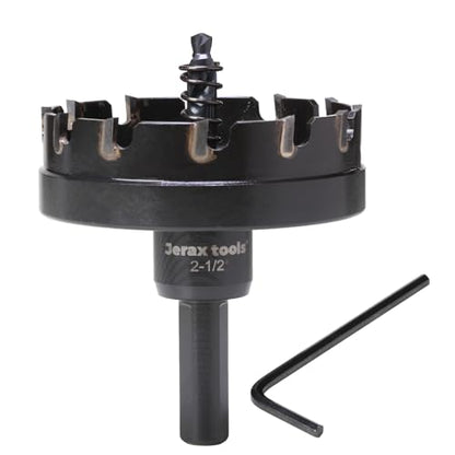 Tungsten Carbide Tipped Hole Cutter, 2-1/8 inch TCT Hole Saw, Oxided Coating with Tri-Flat Shank, 5mm Hole Depth Heavy Duty, for Stainless Steel, Mild Steel, Iron, Copper, Brass, Plastic - size: 64mm | 2-1/2", style: Single Pack