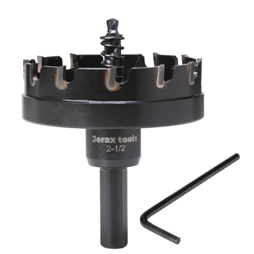 Tungsten Carbide Tipped Hole Cutter, 2-1/8 inch TCT Hole Saw, Oxided Coating with Tri-Flat Shank, 5mm Hole Depth Heavy Duty, for Stainless Steel, Mild Steel, Iron, Copper, Brass, Plastic - size: 64mm | 2-1/2", style: Single Pack