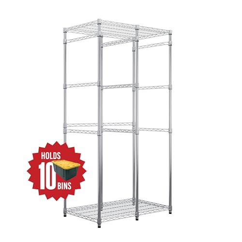 SafeRacks Bin Storage Rack with 10 Bins, 12-Gal Totes, Silver - color: Zinc