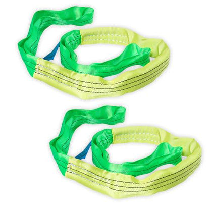 Durable 2-Inch Wide, 5-Foot Long, 2-Pack, Round Sling, 4400 lbs Capacity, Endless Loop Nylon Rigging Sling for Heavy Duty Lifting, Hoisting, and Rigging, Flexible Spanset Rigging Straps