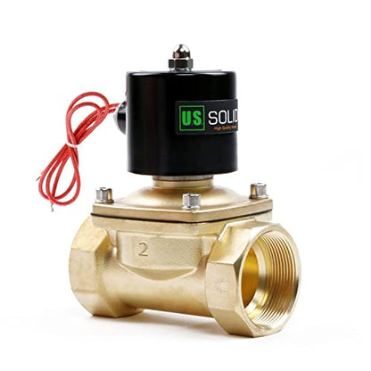 U.S. Solid 1 1/2" Solenoid Valve - 12V DC Brass Electric Solenoid Valve, Normally Closed, Viton Seal - size: 1-1/2 inch
