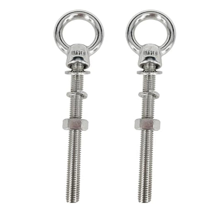 2-Pack M10x120mm 316 Stainless Steel Eye Bolt,Shoulder Eye Bolts 3/8"X 5" with Nuts and Open Spring Washer and Flat Washer,Thread Lifting Ring Heavy Duty Eyebolt for Wire Rope and Rigging Hardware