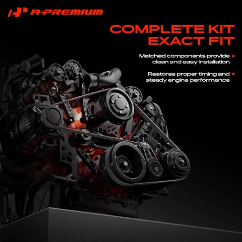 A-Premium Serpentine Drive Belt Kit with Tensioner & Idler Pulley