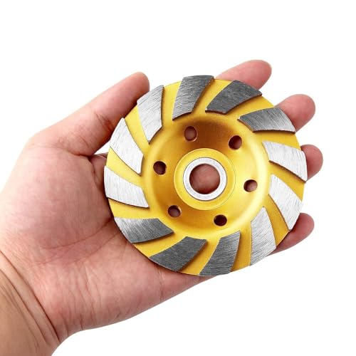 5-Piece Turbo Row Diamond Grinding Cup Wheel Set for Concrete Walls, Floors, Granite, Marble & Masonry, Yellow, Compatible with Angle Grinder