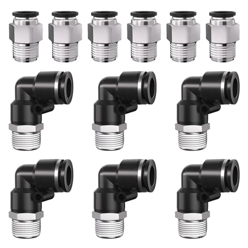 1/4 Push to Connect Fittings npt Thread to 5/32 Air Line quick - size: 5/32"OD x 1/4"NPT