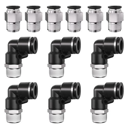 1/4 Push to Connect Fittings npt Thread to 5/32 Air Line quick - size: 5/32"OD x 1/4"NPT