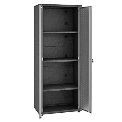 Manhattan Comfort Fortress Standing Cabinet Storage, Black/Gray - color: Black/Grey, style: Tall Cabinet