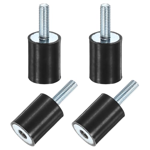 M METERXITY 4-Pack Rubber Mounts D15mmxH20mm Male/Female Vibration Isolators Cylindrical Shock Absorber W M5 x 15mm Studs for Air Compressor/Car/Pump/Boat/Garage Motor/Bobbins Rubber Isolators - size: M5 x 15mm, 15mm x 20mm