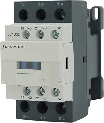 3 Pole AC Contactor 220/240VAC Coil 32 Amp Normally Open, DIN Rail - style: 30A 220V - 1 Pack