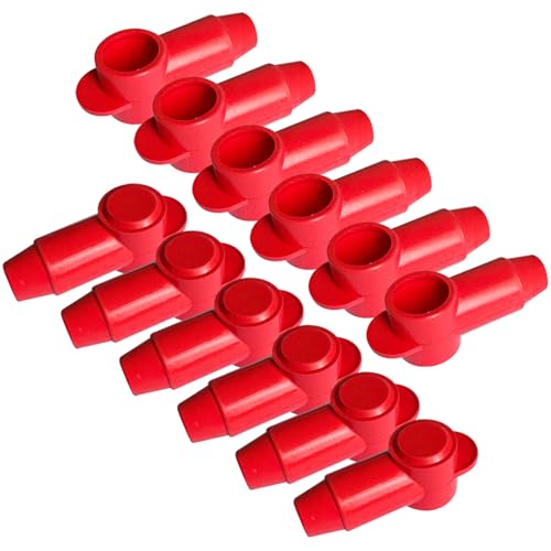 Ampper Silicone 3/8" Stud Terminal Covers Boot Fit 1-3/0 Gauge, Red 12 Pc - color: Red, size: 3/8" Stud L