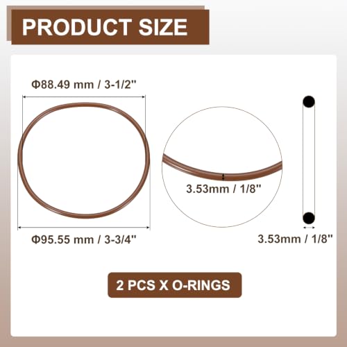 Fluorine Rubber O-Rings 3-3/4" OD, 3-1/2" ID, 1/8" Width 2PCS - size: 3-3/4" OD, 3-1/2" ID, 1/8" Width